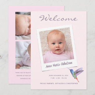 Cute Baby Photo Collage Modern Birth Notice Meddelande