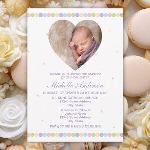 Cute Baby Photo Gender Neutral Christening Baptism Inbjudningar
