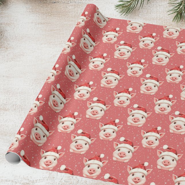 Cute Baby Pig i Santa Hat Presentpapper (Skapare uppladdad)