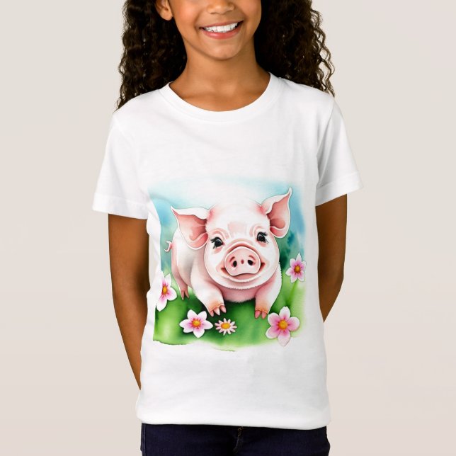 Cute Baby Pig T Shirt (Framsida)