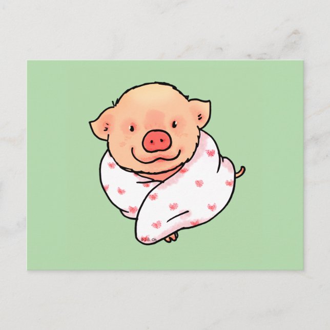 Cute Baby Pig Wrapped in Blanket Vykort (Framsida)