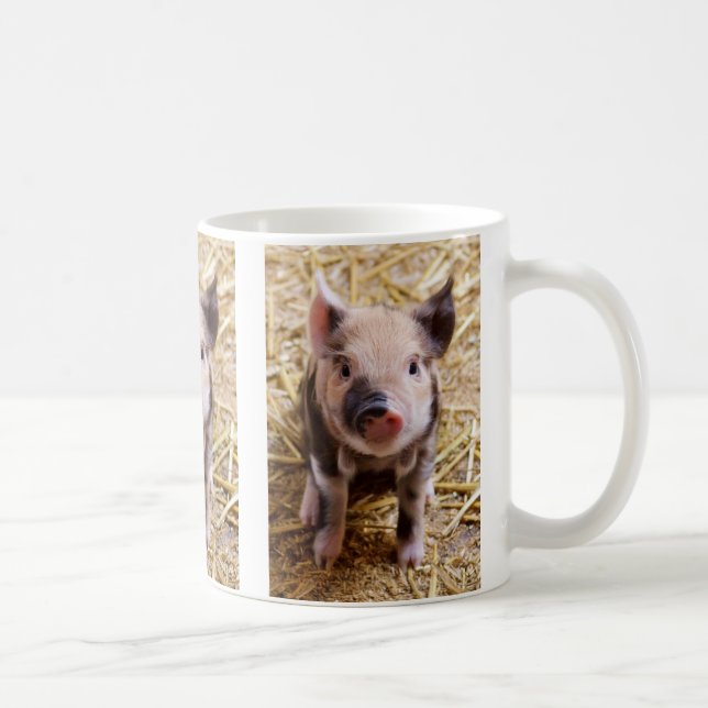 Cute Baby Piglet Boskap Barnyard Spädbarn Kaffemugg (Höger)