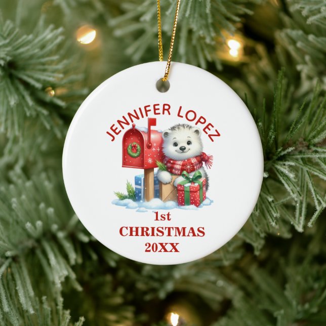 Cute Baby Polar Bär första julen Personlig Julgransprydnad Keramik (Träd)