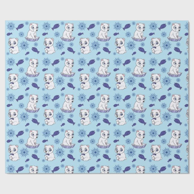 Cute Baby Polar Bears Pattern Wrapping Paper Presentpapper (Platt)