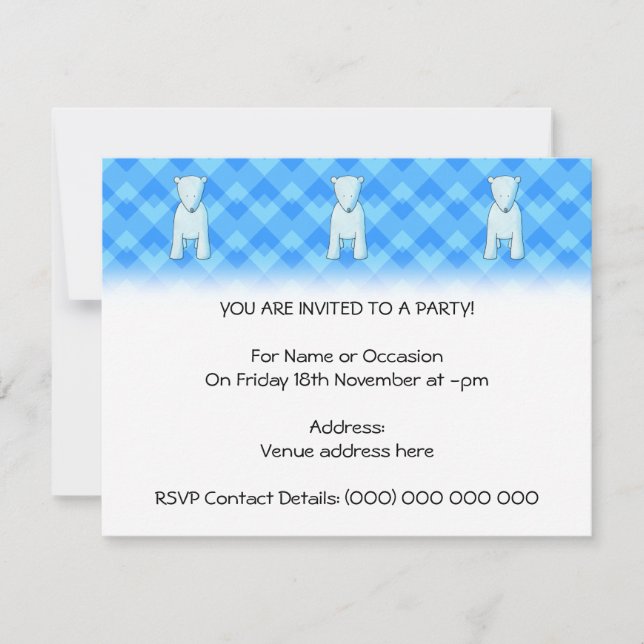 Cute baby polar björn. inbjudningar (Framsida)