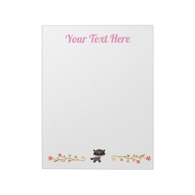 Cute Baby Raccoon med Flowers Anteckningsblock (Roterad)