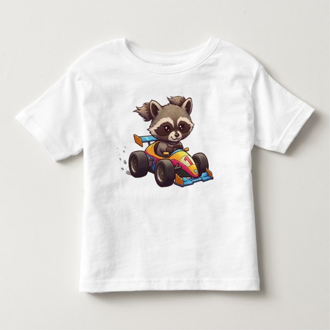 Cute Baby Raccoon Tävling-bilförare T Shirt (Framsida)