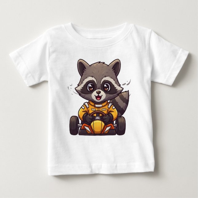 Cute Baby Raccoon Tävling-bilförare T Shirt (Framsida)