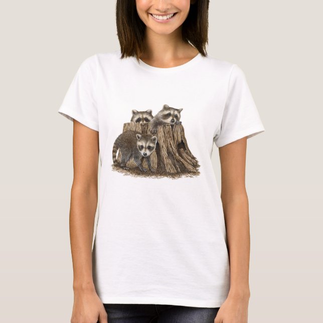 Cute Baby Raccoons T-shirt (Framsida)
