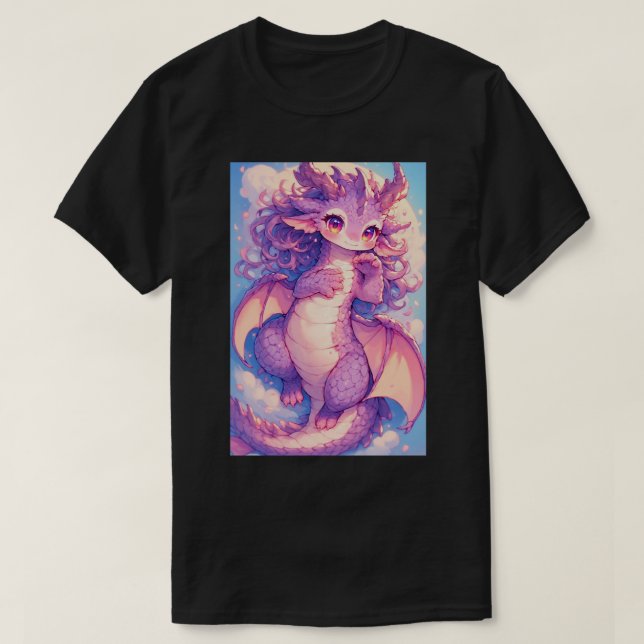 Cute Baby Rave Dragon Anime Kawaii Art 02 T Shirt (Design framsida)