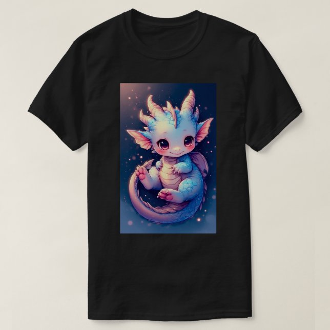 Cute Baby Rave Dragon Japanese Anime Kawaii Art 03 T Shirt (Design framsida)