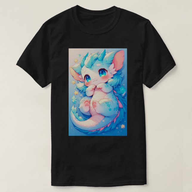 Cute Baby Rave Dragon Japanese Anime Kawaii Art 04 T Shirt (Design framsida)
