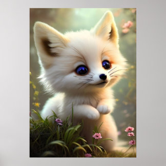 Cute baby räx i vild blommor poster