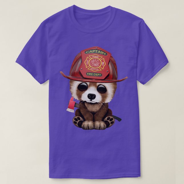 Cute Baby Red Panda Firefighter T Shirt (Design framsida)