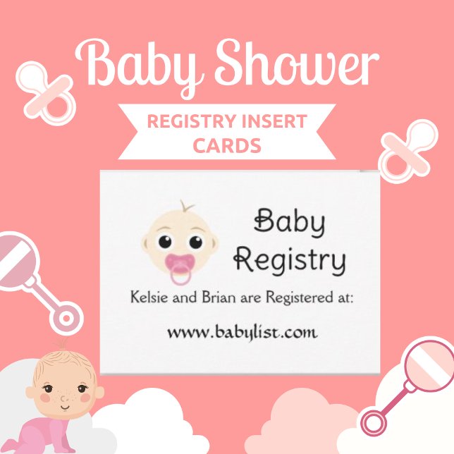 Cute Baby Registry Rosa Girl Baby Shower Card Inbjudningar (Skapare uppladdad)