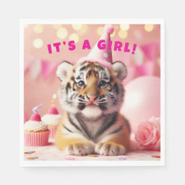 Cute Baby Reveal Girl Rosa Baby Tiger Pappersservett
