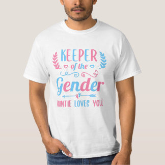 Cute Baby reveal Keeper of the Gender Auntie Gift T Shirt