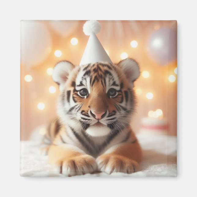 Cute Baby Reveal Neutralt Gult Baby Tiger Magnet (Framsidan)