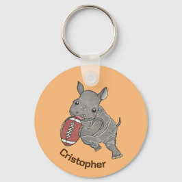 Cute Baby Rhino American Football Animal Keychain Nyckelring