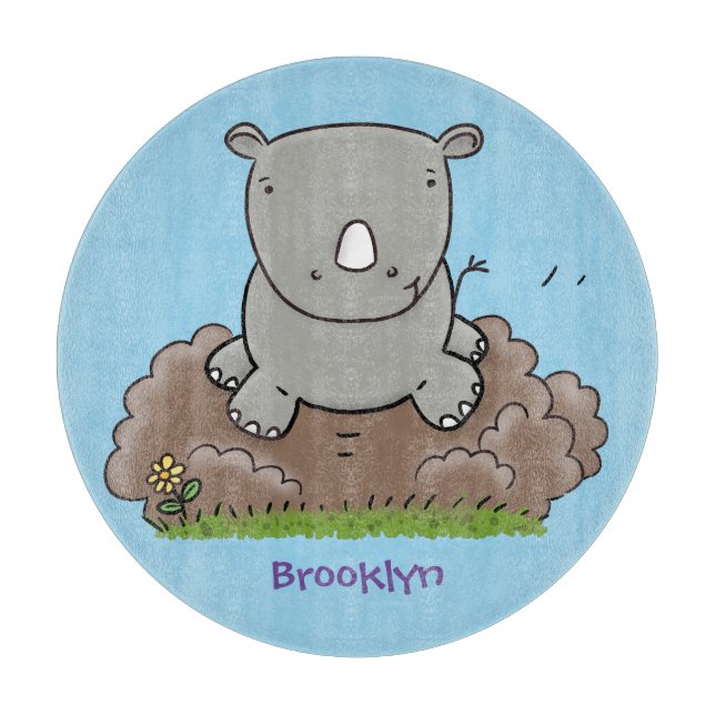 Cute baby rhino tecknad illustration (Framsidan)