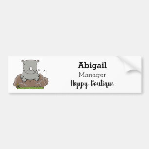 Cute baby rhino tecknad illustration bildekal