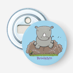Cute baby rhino tecknad illustration flasköppnare