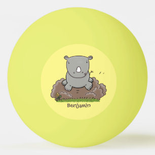 Cute baby rhino tecknad illustration pingisboll