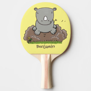 Cute baby rhino tecknad illustration pingisracket