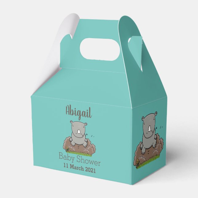 Cute baby rhino tecknad illustration presentaskar (Framsidan Sidan)