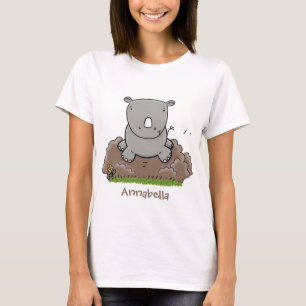 Cute baby rhino tecknad illustration t shirt