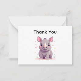 Cute Baby Rhino Tecknad Illustration Tack Anteckningskort