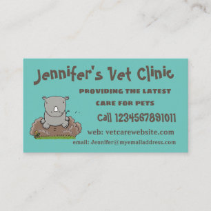 Cute baby rhino tecknad illustration visitkort