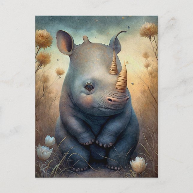 Cute Baby Rhino-vykort Vykort (Framsida)
