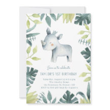 Cute Baby Rhinoceros Tropical Jungle Barns födelse