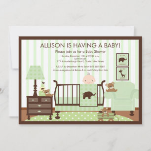 Cute Baby Room Scene Shower-inbjudan Inbjudningar