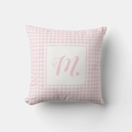 Cute Baby Rosa och White Monogrammed Small Gingham Kudde