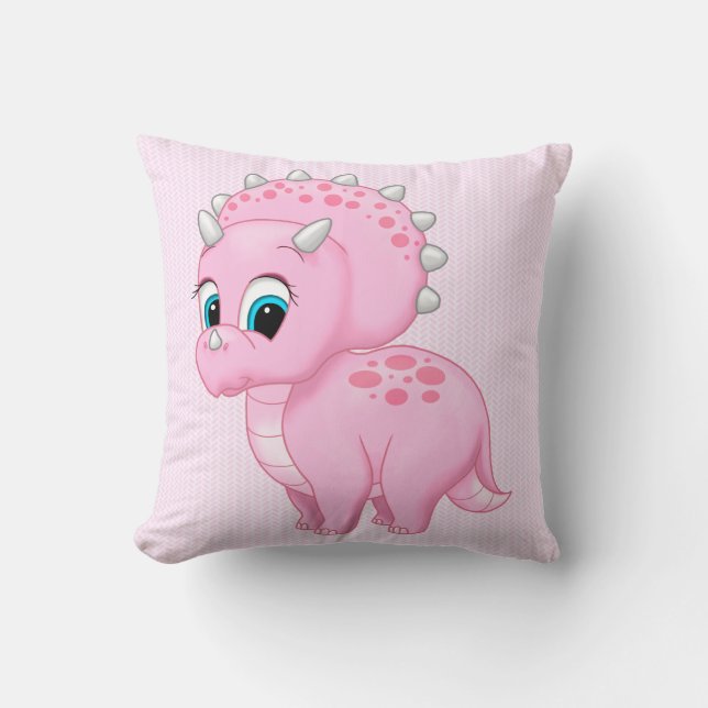Cute Baby Rosa Triceratops Dinosaur Kudde (Framsida)