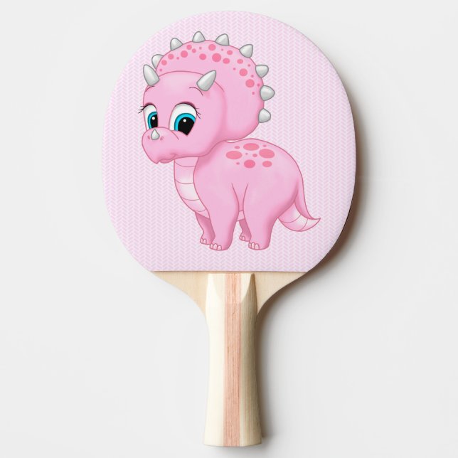 Cute Baby Rosa Triceratops Dinosaur Pingisracket (Framsidan)