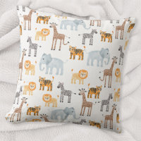 Cute Baby Safari Animal Watercolor Mönster