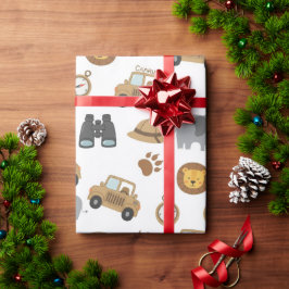 Cute Baby Safari Animals Pattern Wrapping Paper Presentpapper