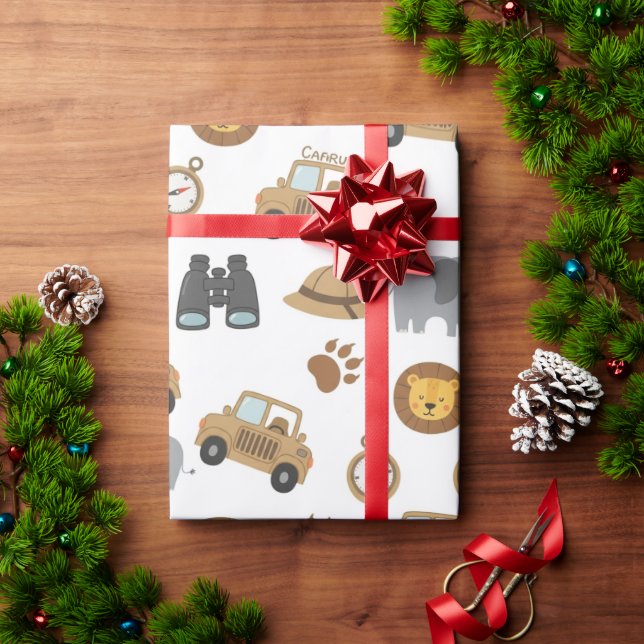 Cute Baby Safari Animals Pattern Wrapping Paper Presentpapper (Julgåva)