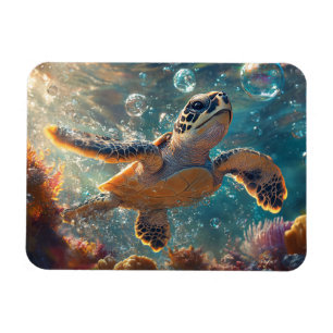 Cute Baby Sea Turtle med Bubbles Magnet