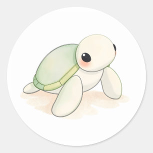 Cute Baby Sea Turtle Sticker Watercolor Art Runt Klistermärke