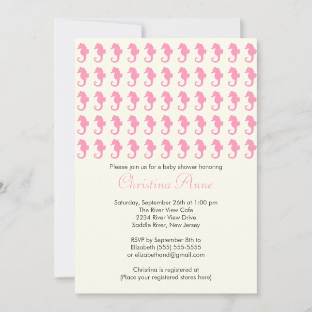 Cute Baby Seahorse Girl Baby Shower-inbjudningar Inbjudningar (Framsida)