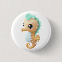 Cute baby seahorse i Teal and White