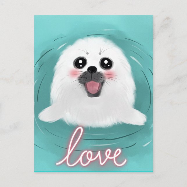Cute Baby Seal Vykort (Framsida)