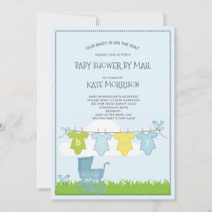 Cute Baby Shower Baby-dräkt på kläder Inbjudningar