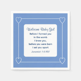 Cute Baby Shower Bible Verse Stripe Blue Party Pappersservett