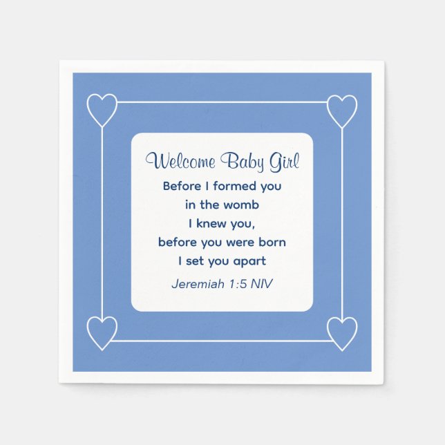 Cute Baby Shower Bible Verse Stripe Blue Party Pappersservett (Framsidan)
