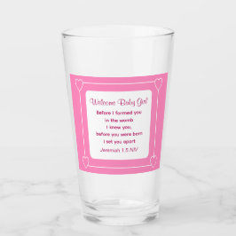 Cute Baby Shower Bible Verse Stripe Rosa Party Glaskopp
